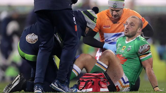 Josh Hodgson’s ACL injury was a crushing blow for Canberra. Picture: Matt King/Getty