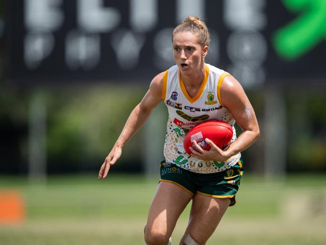 Zoe McWhinney in the PINT vs St Mary's 2023-24 NTFL women's major semifinal. Picture: Pema Tamang Pakhrin