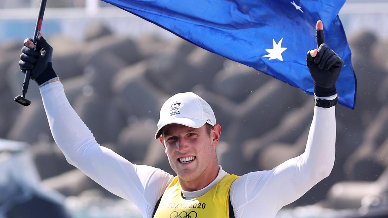 Matt Wearn in Fujisawa, Japan, after winning the gold medal at eh Tokyo Olympics. Picture: Phil Walter/Getty Images