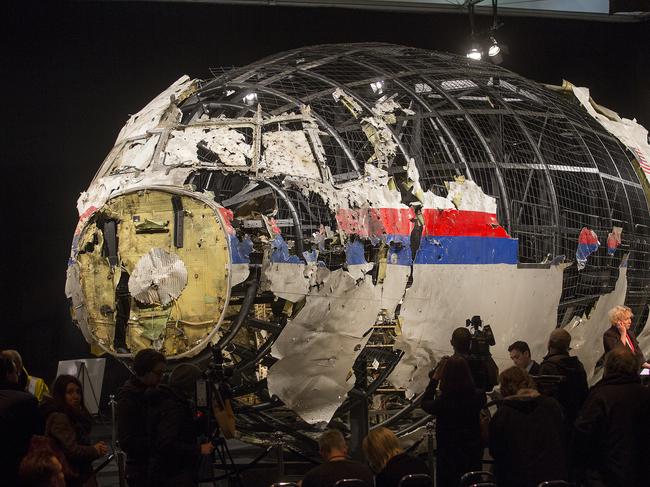 The partially reconstucted Malaysia Airlines plane. Picture: Ella Pellegrini