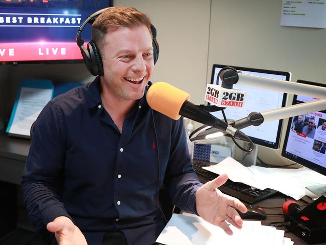 2GB radio host Ben Fordham in his Sydney studio. Picture: John Feder