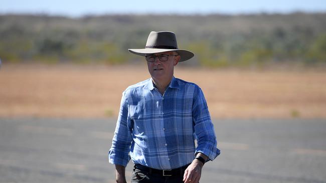 Prime Minister Malcolm Turnbull arrives at Tennant Creek airport in 2018.