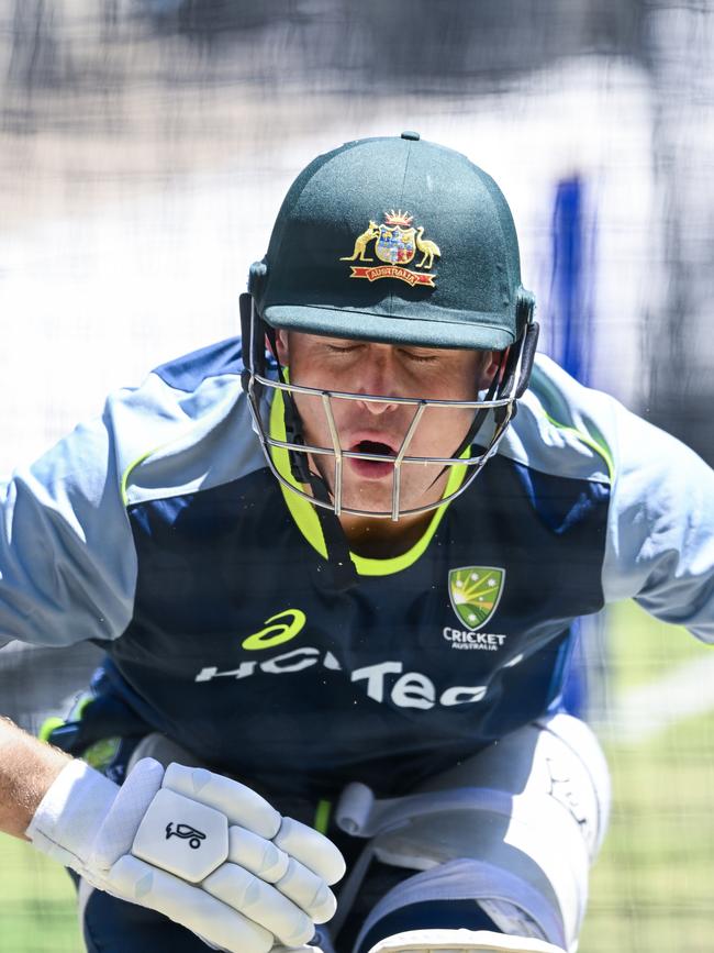 Under pressure batsman Marnus Labuschagne in the nets Picture: Getty Images