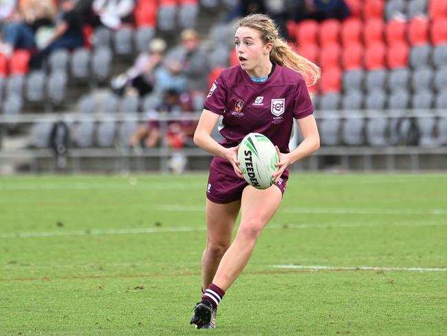 QLD player Lila ParrGirls QLD Vs WA in the ASSRL national championships in Redcliffe.Saturday July 1, 2023. Picture, John Gass