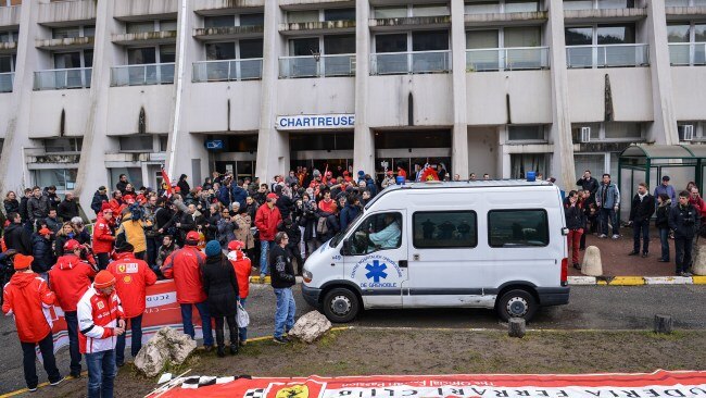 Fans paid tribute to the F1 star on his 45th birthday, while he was undergoing treatment in Grenoble. Picture: David Ebener/picture alliance via Getty Images
