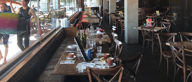 Criniti's restaurant Manly after it abruptly closed on Tuesday with food still on the tables. Picture: Jim O'Rourke