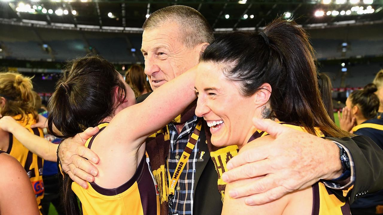 Hawthorn president Jeff Kennett celebrates the club’s VFL Grand Final win. Photo: Quinn Rooney/Getty Images.