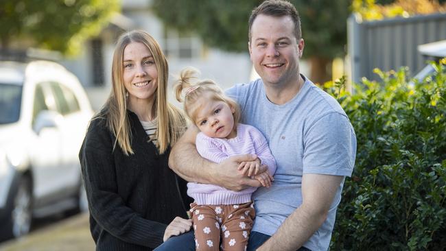 Rachel and Arlen Kaesler with their daughter Laura 2.5 years old who has  Cerebral Palsy, cortical vision impairment and epilespy.Wednesday,May,29,2024.Picture Mark Brake