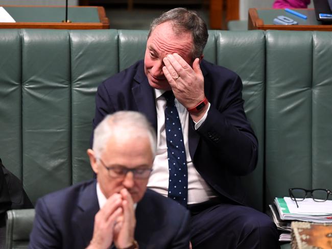 Deputy Prime Minister Barnaby Joyce reacts during House of Representatives Question Time. Picture: AAP