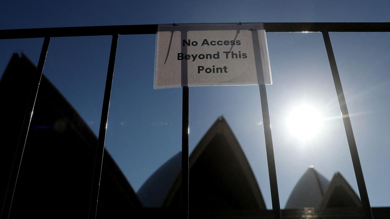 A packed Opera House during lockdown. Picture: Brendon Thorne/AFP