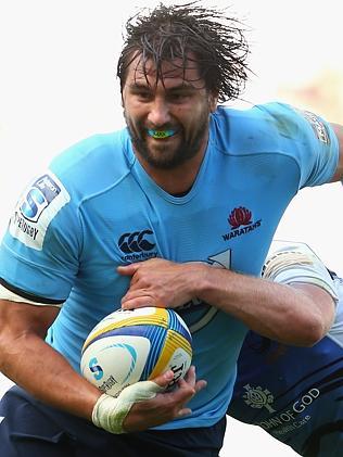 Jacques Potgieter on the charge for the Waratahs.