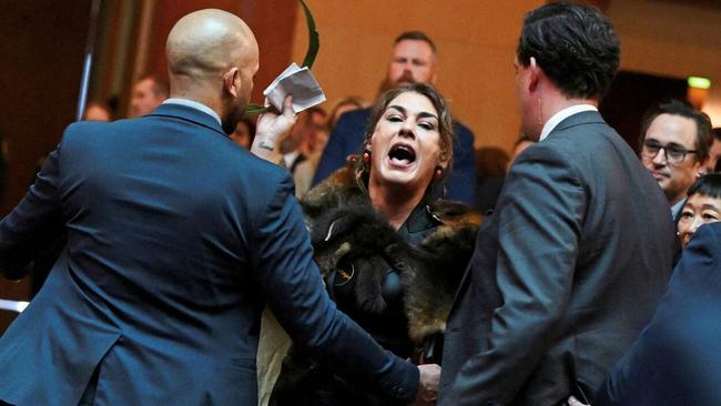 Independent Senator Lidia Thorpe yells at King Charles after his address at Parliament House in October. Picture: Reuters