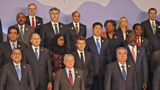 Some of the world leaders attending the COP27 climate conference, in Egypt's Red Sea resort city of Sharm el-Sheikh, on Monday. Picture: AFP