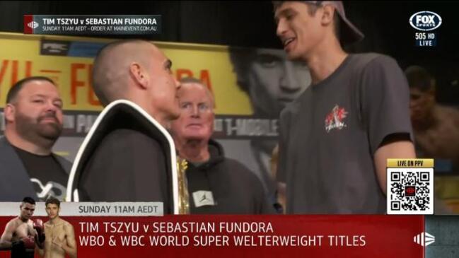 'David v Goliath' - Fundora towers over Tszyu in crazy faceoff