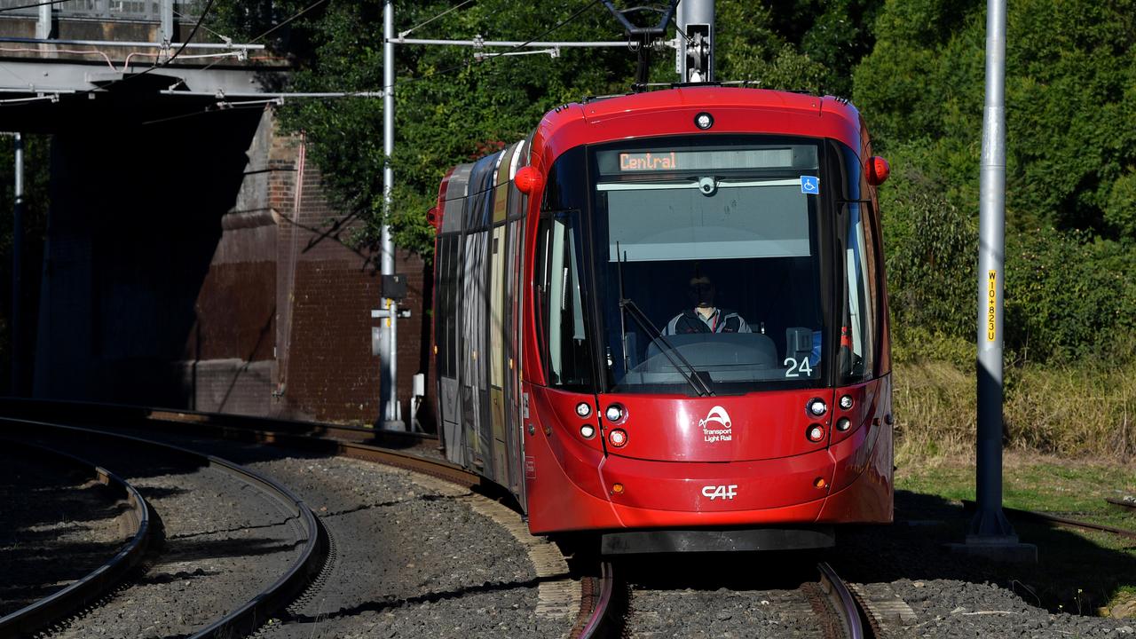 A CAF Urbos 3 tram on Sydney’s L1 inner west light rail of the type that has now been taken out of service. Picture: AAP Image/Joel Carrett.