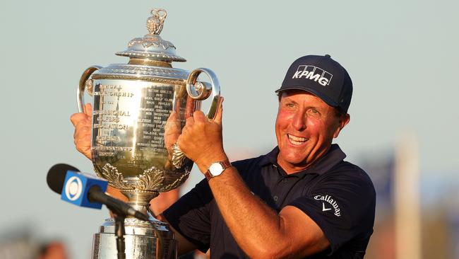 Phil Mickelson has plenty to celebrate. Photo by Stacy Revere/Getty Images.