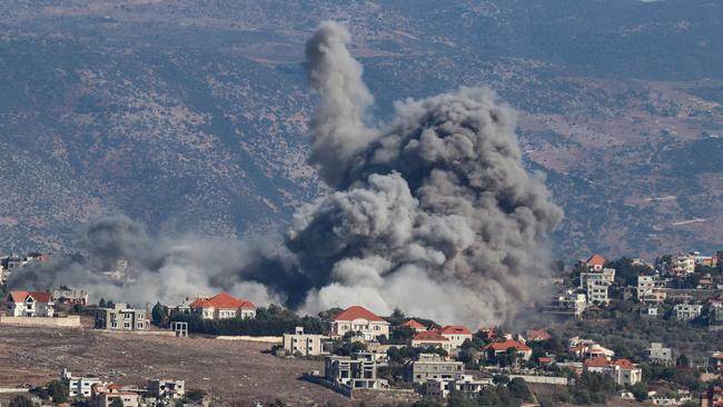 Smoke rises from the site of an Israeli air strike that targeted the southern Lebanese village of Khiam on September 25. Picture: AFP