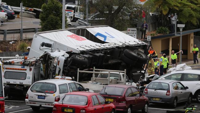 Pittwater Rd truck crash at Dee Why: Miraculous escape as truck flips ...