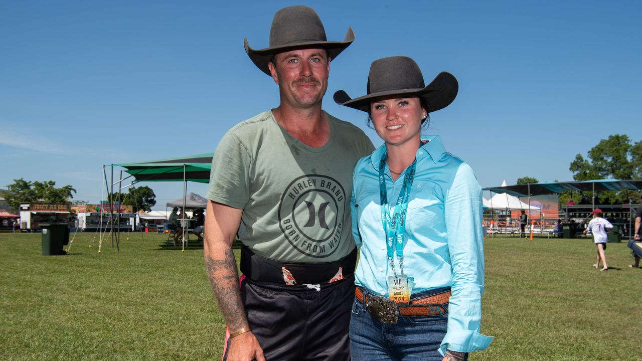 Jack Hughes and Shae Abela at the 2024 Top End Rock N Rodeo Muster at the Darwin Showgrounds. Picture: Pema Tamang Pakhrin.