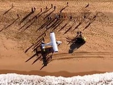 A plane has made an emergency landing on Collaroy Beach.. Pictures Seven news Twitter