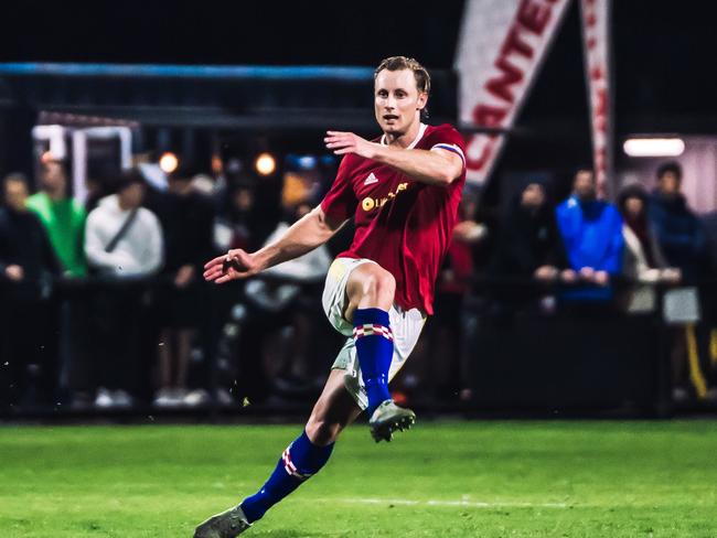 Austin Ludwik of the Gold Coast Knights was ranked number one in the 2024 mid-season NPLQ top 100. Picture: Connor Bowness.