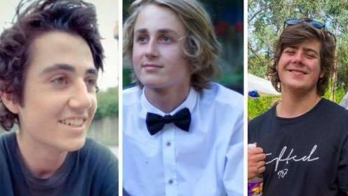 A tribute image from a Facebook page of those who died in the Bilpin car crash. Left to right: Luke Shanahan, Lachlan Burleigh and Ben Sawyer.