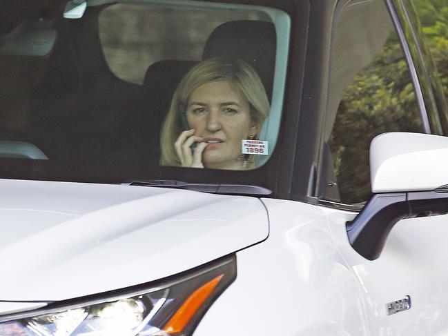 Health Minister Shannon Fentiman arrives at government headquarters at 1 William St on Monday. Picture: Tertius Pickard