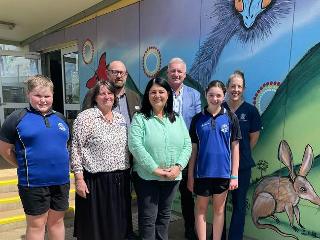 Grace Grace, Minister for Education, Industrial Relation, and Racing at Charleville State School earlier this month as over $2m upgrades were announced. (Photo: Supplied)