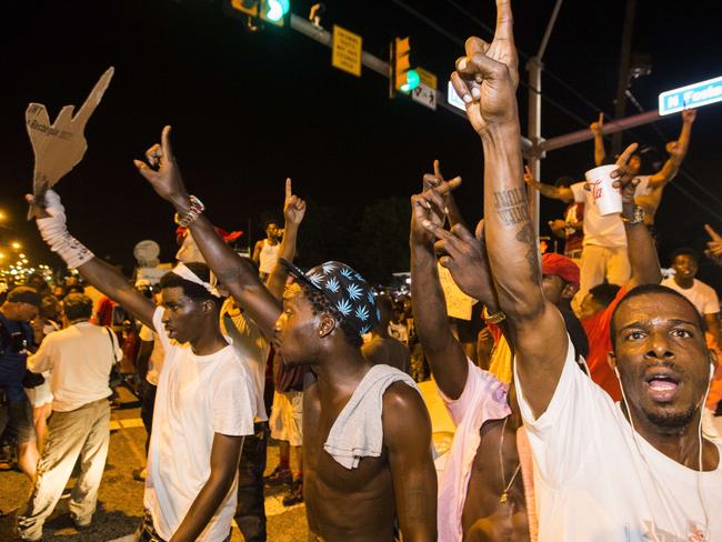 Protesters block traffic near the Triple S Food Mart where Alton Sterling was shot and killed. Picture: Getty.