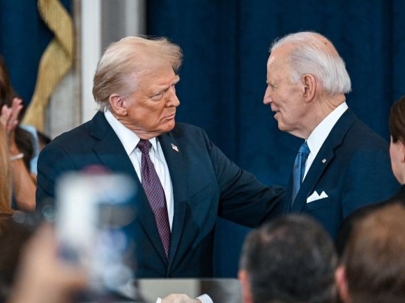 Donald Trump with Joe Biden in January. Picture: Kenny Holston/Press Pool/WSJ