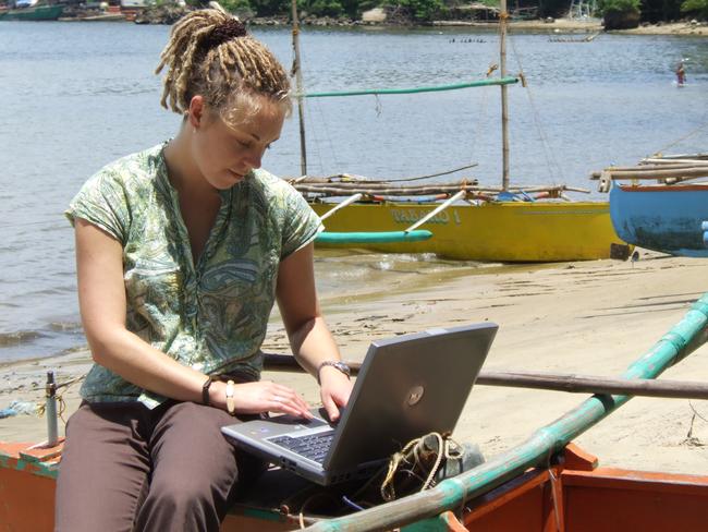 Jess Melbourne-Thomas near Bolinao Marine Research Station in the Philippines. Picture: PROFESSOR CRAIG JOHNSON