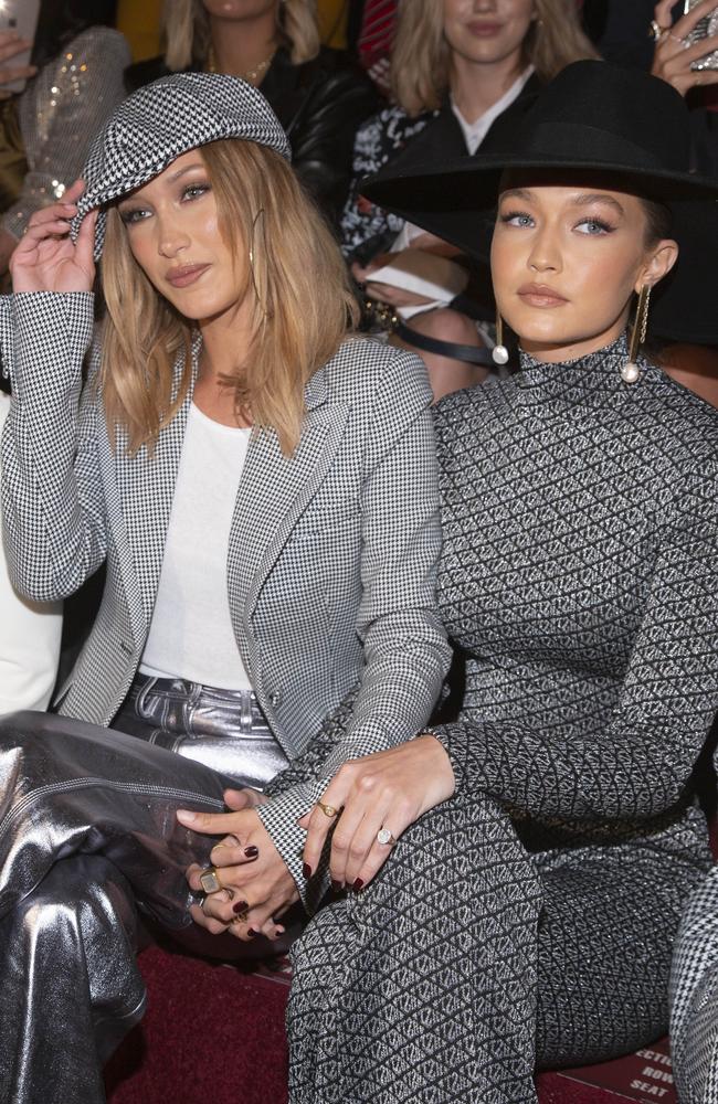 Bella and Gigi Hadid at Tommy Hilfiger’s runway show in New York. Picture: AP