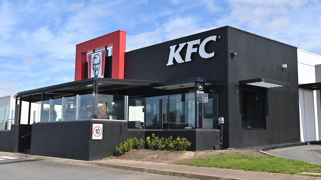 The KFC store at Golden Grove has put up signs preventing students from dining in without a parent. Picture: Keryn Stevens