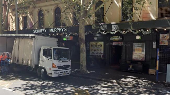 Police arrested Gover outside the Scruffy Murphys Irish Bar on Goulburn St, Haymarket. Picture: Google Maps