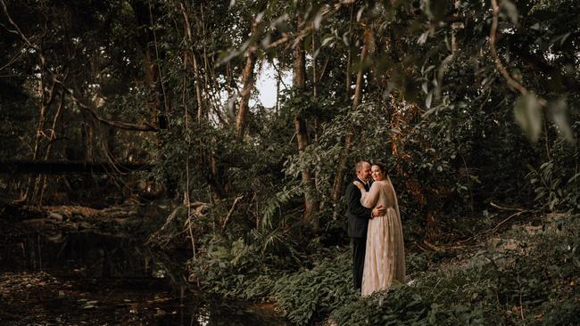 Journalists Emily Prain and Damien Tomlinson tied the knot at The Rainforest Grotto in Port Douglas. Picture: Matthew Evans Photography