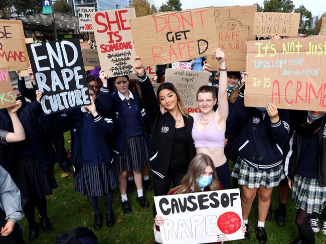 Hundreds of students march against sexual violence