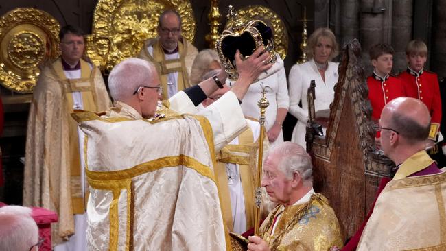 We find the ceremony of monarchy not just jarring but silly. King Charles III during his coronation ceremony in Westminster Abbey on May 6, 2023 in London. Picture: Getty