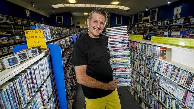 David Hooklyn owns one of two video stores left on the Gold Coast. Picture: Jerad Williams