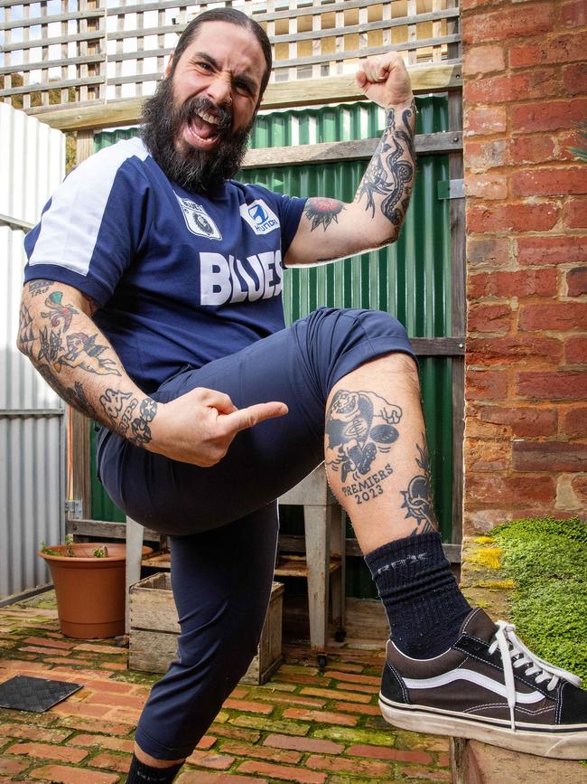 Tommy Cappadona said Carlton’s season has been the best in 23 years since he got the tatt. Picture: Mark Stewart