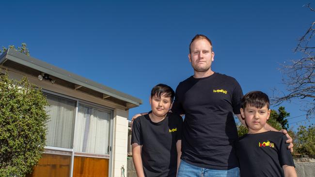 Shaun Reina's sons Kyle and Liam (L&R) with his brother Andrew Reina.