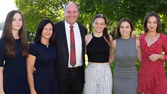 Barnaby Joyce, pictured with wife Natalie and their daughters, now has two families to support. Picture: Facebook