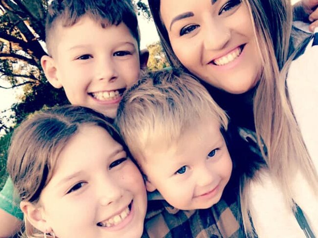 Lahni, Thor and Zavier Malone with mum Stacey Jones. Photo: Shane Malone