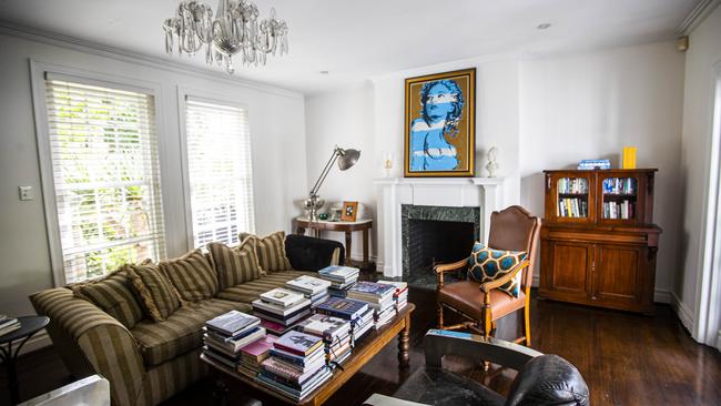 A sitting room in Suzy Crittenden's home in South Yarra. Picture: Aaron Francis