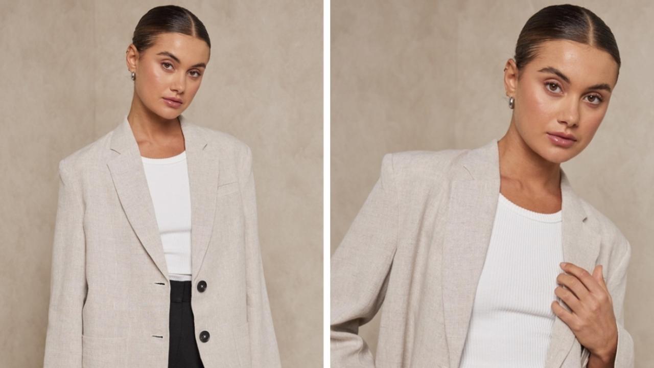 Oversized Linen Blazer by AERE Online, THE ICONIC