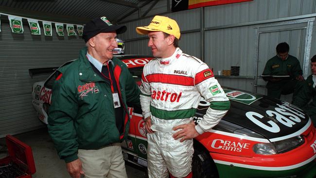 Russell Ingall and dad Leslie at Mallala in 1996.