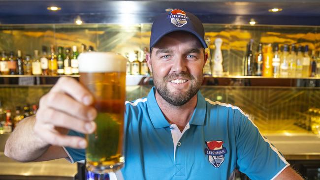 Australian golfer Marc Leishman at the launch of his Leishman Lager beer at The Emerson in South Melbourne. Picture: Sarah Matray