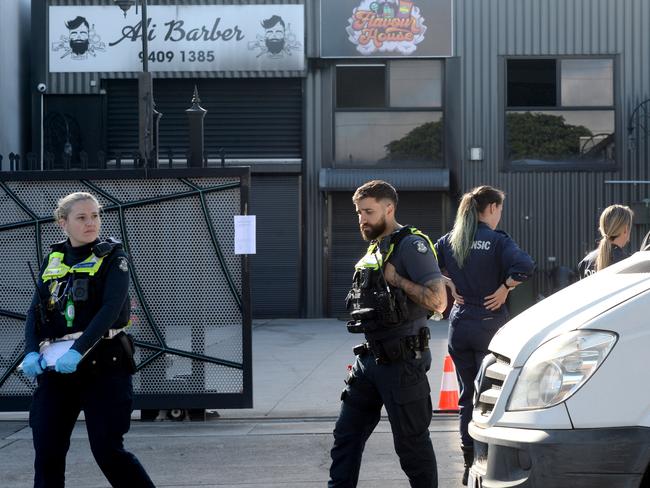 MELBOURNE, AUSTRALIA - NewsWire Photos MARCH 15, 2024: Police investigate an overnight fire bombing of a tobacco / vape shop on Millers Rd Epping. Picture: NCA NewsWire / Andrew Henshaw