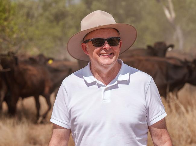 08-01-2024 - Prime Minister Anthony Albanese pictured on a cattle station in Lake Nash (Alpurrurulam) in the Northern Territory. Picture: PMO