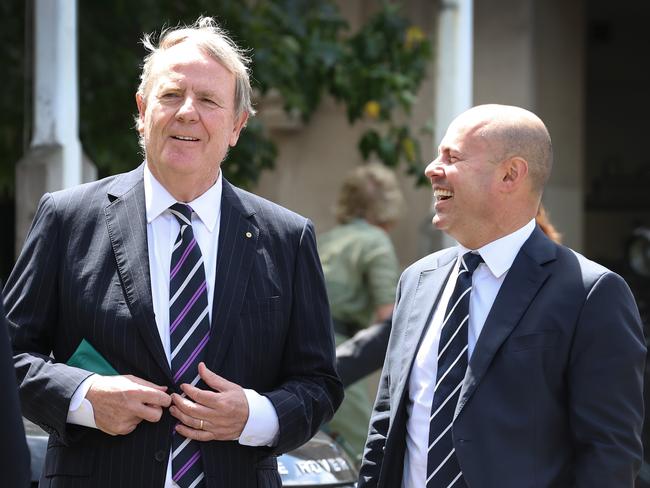 Costello and the former treasurer Josh Frydenberg. Picture: David Caird