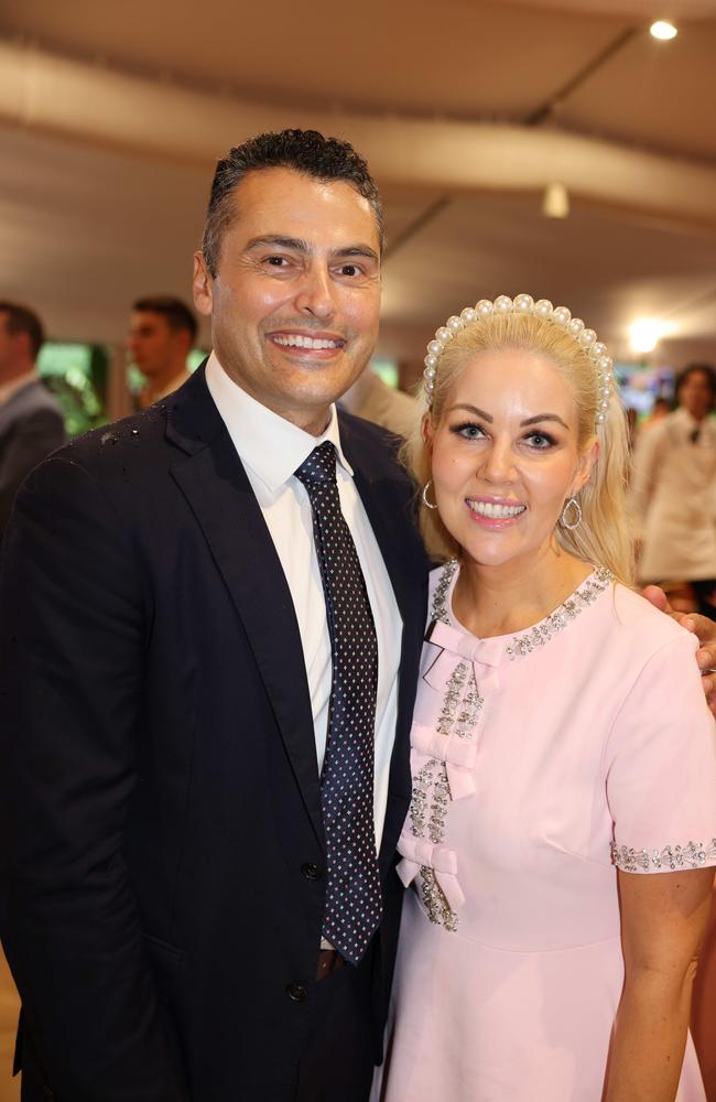 Johnny Nadal and Karla McDiarmid at the Magic Millions Race Day 2025 at Gold Coast Turf Club for Gold Coast at Large. Picture, Portia Large.